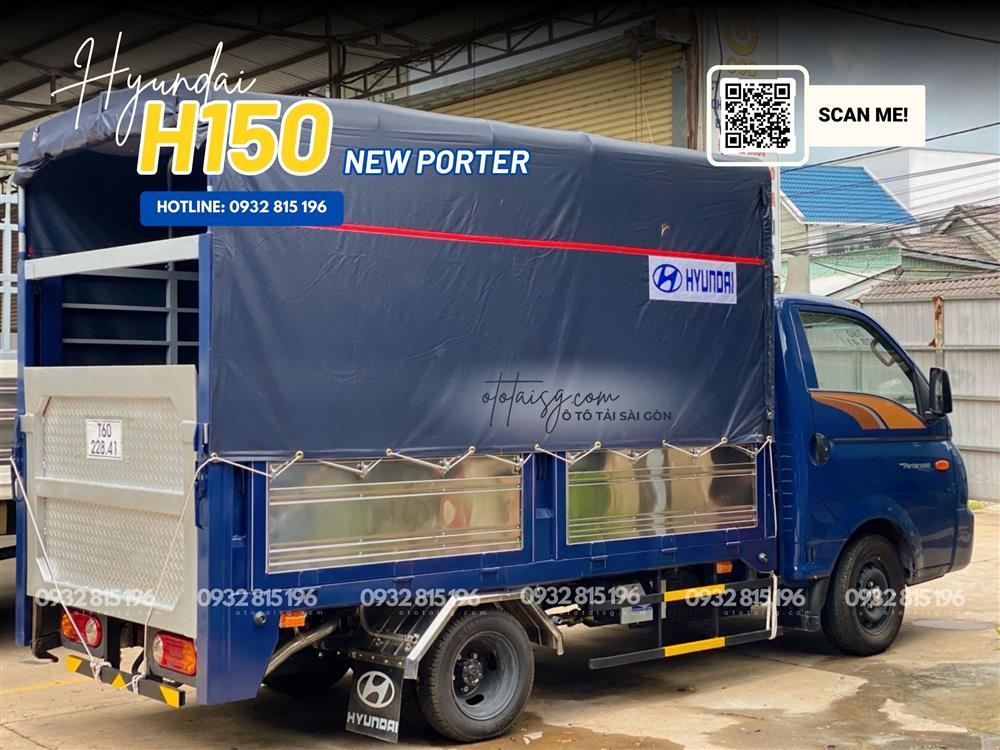 Xe tải thùng mui bạt gắn bàn nâng Hyundai H150 giá rẻ